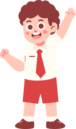 Boy Student Raising Hand  Illustration