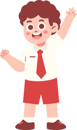 Boy Student Raising Hand  Illustration