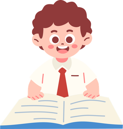 Boy Student Reading Book  Illustration