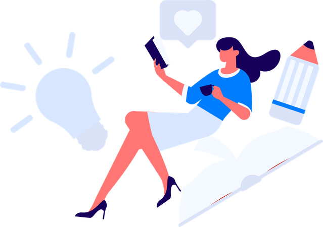 Boy Student Reading Book  Illustration