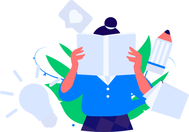 Boy Student Reading Book  Illustration