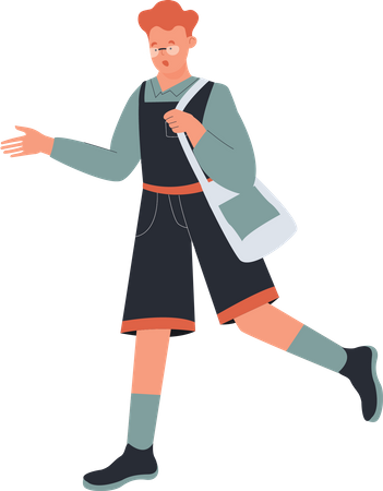 Boy student running  Illustration