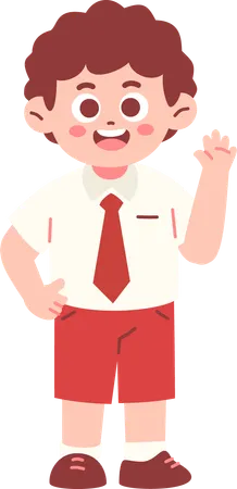 Boy Student Say Hello  Illustration