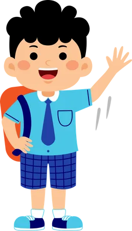 Boy student saying hello  Illustration