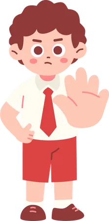 Boy Student Saying No  Illustration