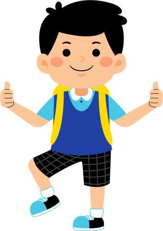 Boy student showing thumbs up  Illustration