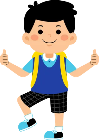 Boy student showing thumbs up  Illustration