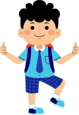 Boy student showing thumbs up  Illustration