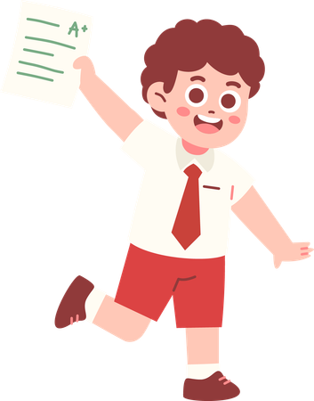 Boy Student Shows Good Exam Result  Illustration
