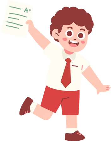 Boy Student Shows Good Exam Result  Illustration