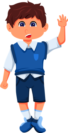 Boy Student waving hand  Illustration