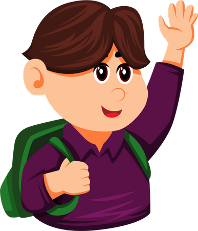 Boy Student waving hand  Illustration