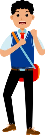 Boy Student Wearing Uniform  Illustration