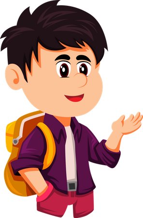 Boy Student with bag  Illustration