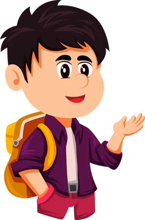 Boy Student with bag  Illustration