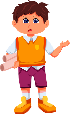 Boy Student with paper  Illustration