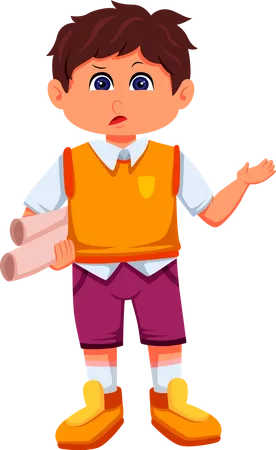 Boy Student with paper  Illustration