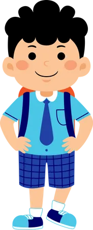 Boy student with school uniform  イラスト