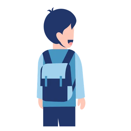 Boy Student With Schoolbag In Back View Illustration