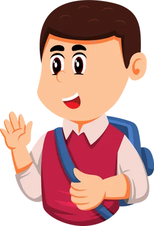 Boy Student With Schoolbag  Illustration