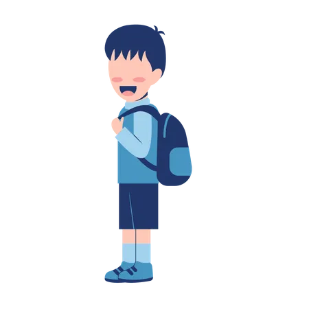 Boy Student With Schoolbag  Illustration