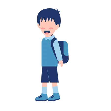 Boy Student With Schoolbag  Illustration