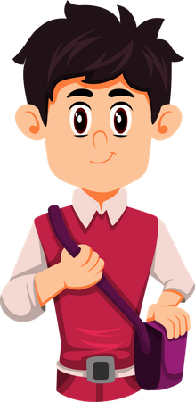 Boy Student With Schoolbag  Illustration