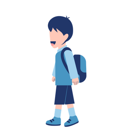 Boy Student With Schoolbag Walking  Illustration