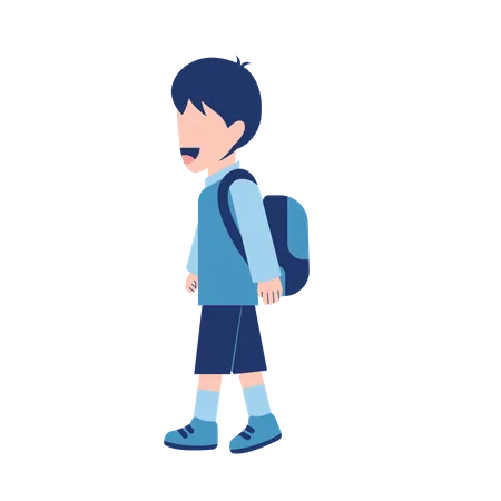 Boy Student With Schoolbag Walking  Illustration