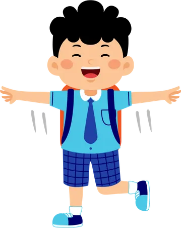 Boy student with wide open hands  Illustration