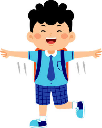 Boy student with wide open hands  Illustration