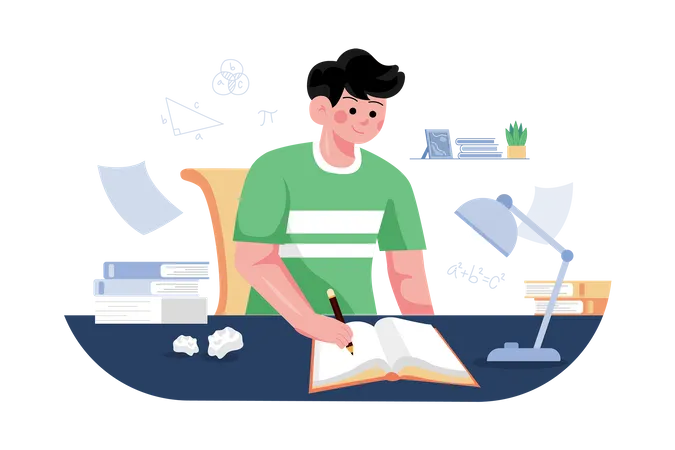 Students Studying At Home Illustration Concept On White Background Illustration