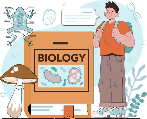 Boy studying biology  Illustration