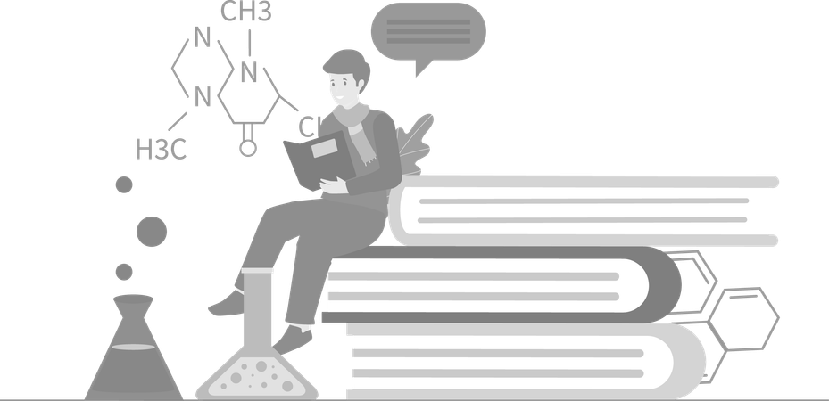 Boy Studying Chemistry  Illustration