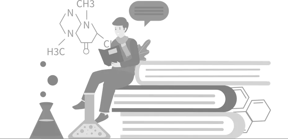 Boy Studying Chemistry  Illustration