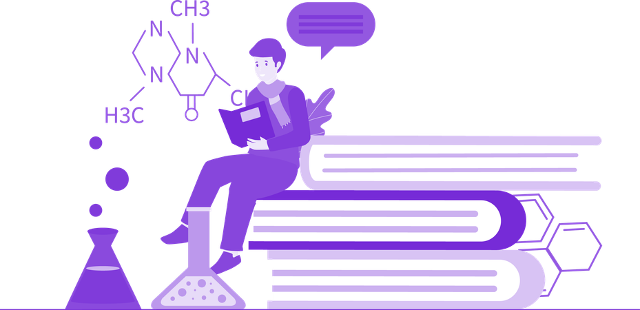 Boy Studying Chemistry  Illustration
