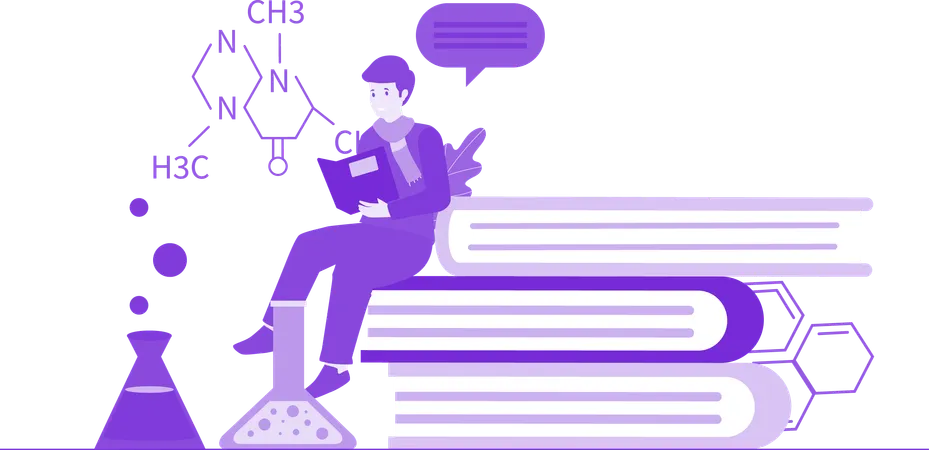 Boy Studying Chemistry  Illustration