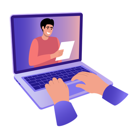 Boy studying online  Illustration