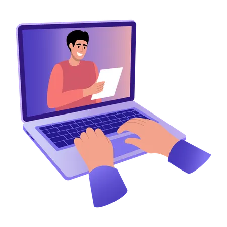 Boy studying online  Illustration
