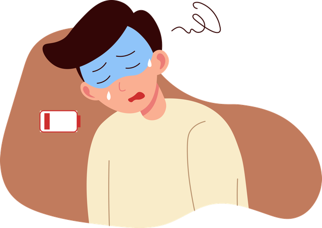 Boy suffering Fatigue and Cold Sweat  Illustration