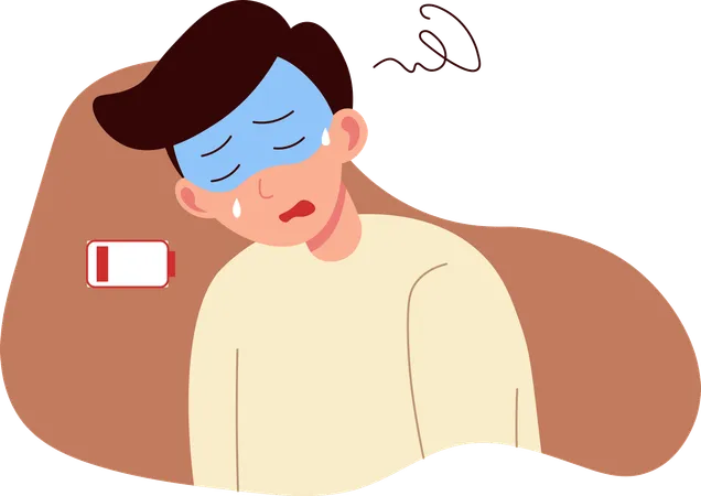 Boy suffering Fatigue and Cold Sweat  Illustration