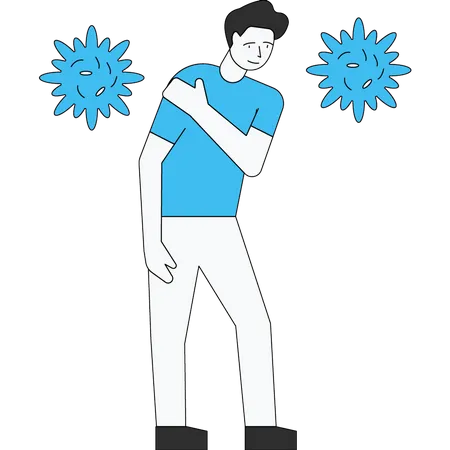 Boy suffering from body pain Illustration