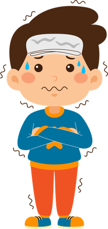 Boy suffering from fever  Illustration