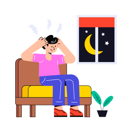 Boy suffering from sleep disorder  Illustration