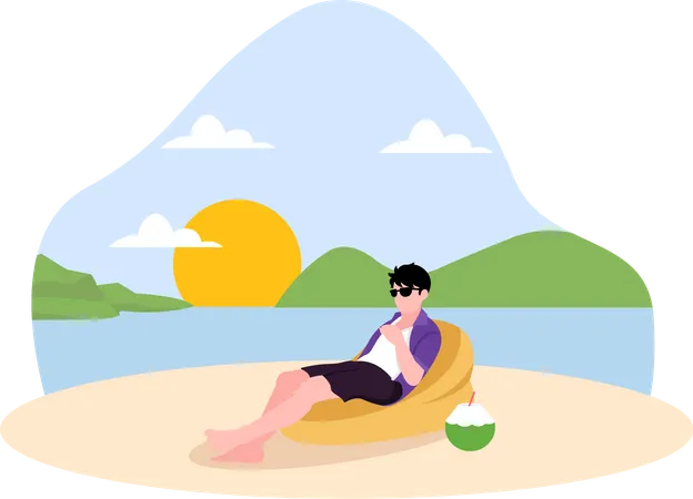 Boy sunbathing  Illustration