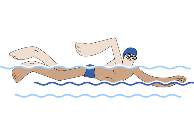 Boy Swimming Illustration