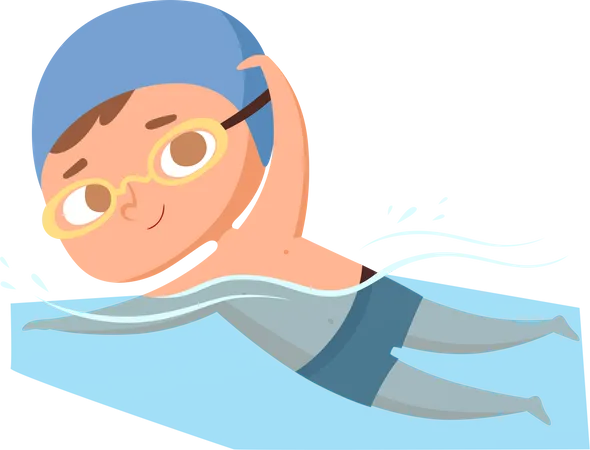Happy Children Water Sport Pool Summer Swimming Classes Illustration