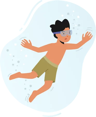 Boy swimming in ocean  Illustration