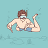 illustrations of boy swimming underwater