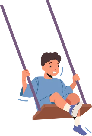 Boy Swinging on swing Illustration